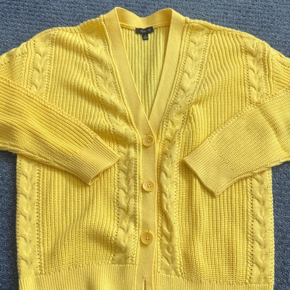 Talbots Sunny Yellow Cable Knit Cardigan